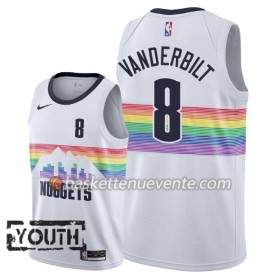 Maillot Basket Denver Nuggets Jarred Vanderbilt 8 2018-19 Nike City Edition Blanc Swingman - Enfant